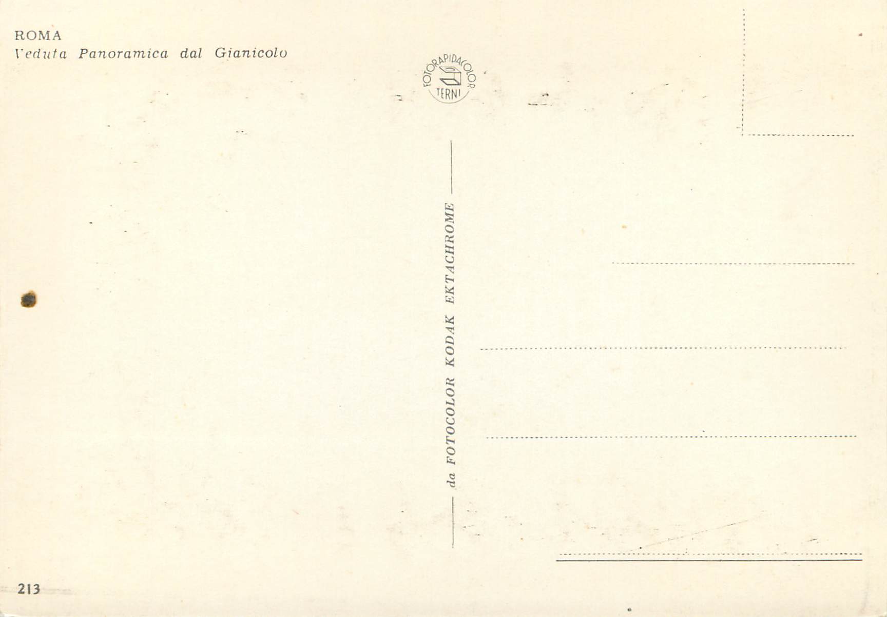 CPM Roma veduta panoramica dal gianicolo — Rückseite