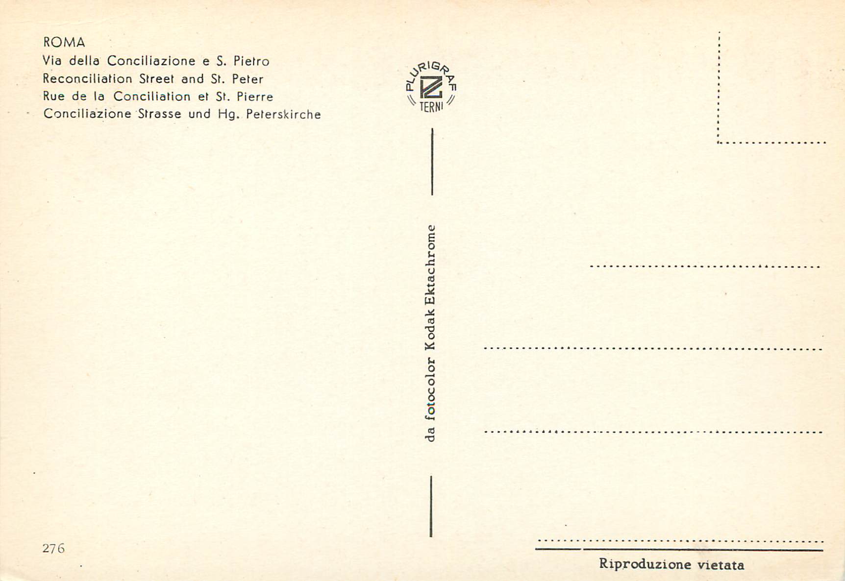CPM Roma rue de la consilliation et st pierre — Rückseite
