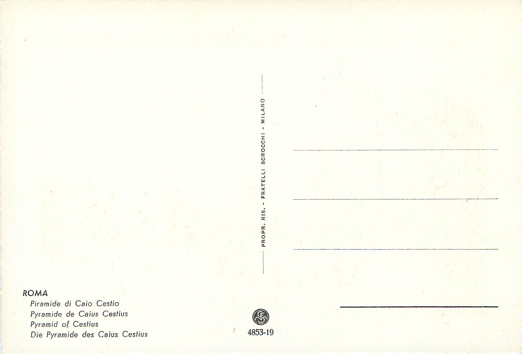 CPM Roma pyramide de caius cestius — Rückseite