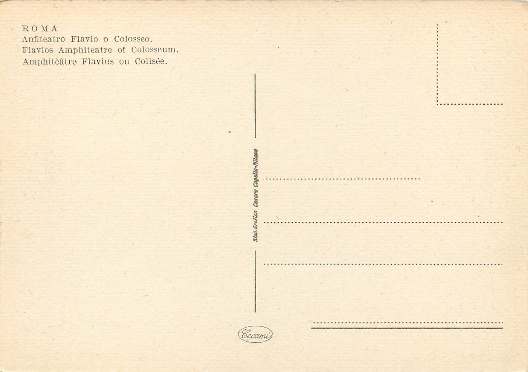 CPM Roma amphitheatre flavius ou colisee — Rückseite