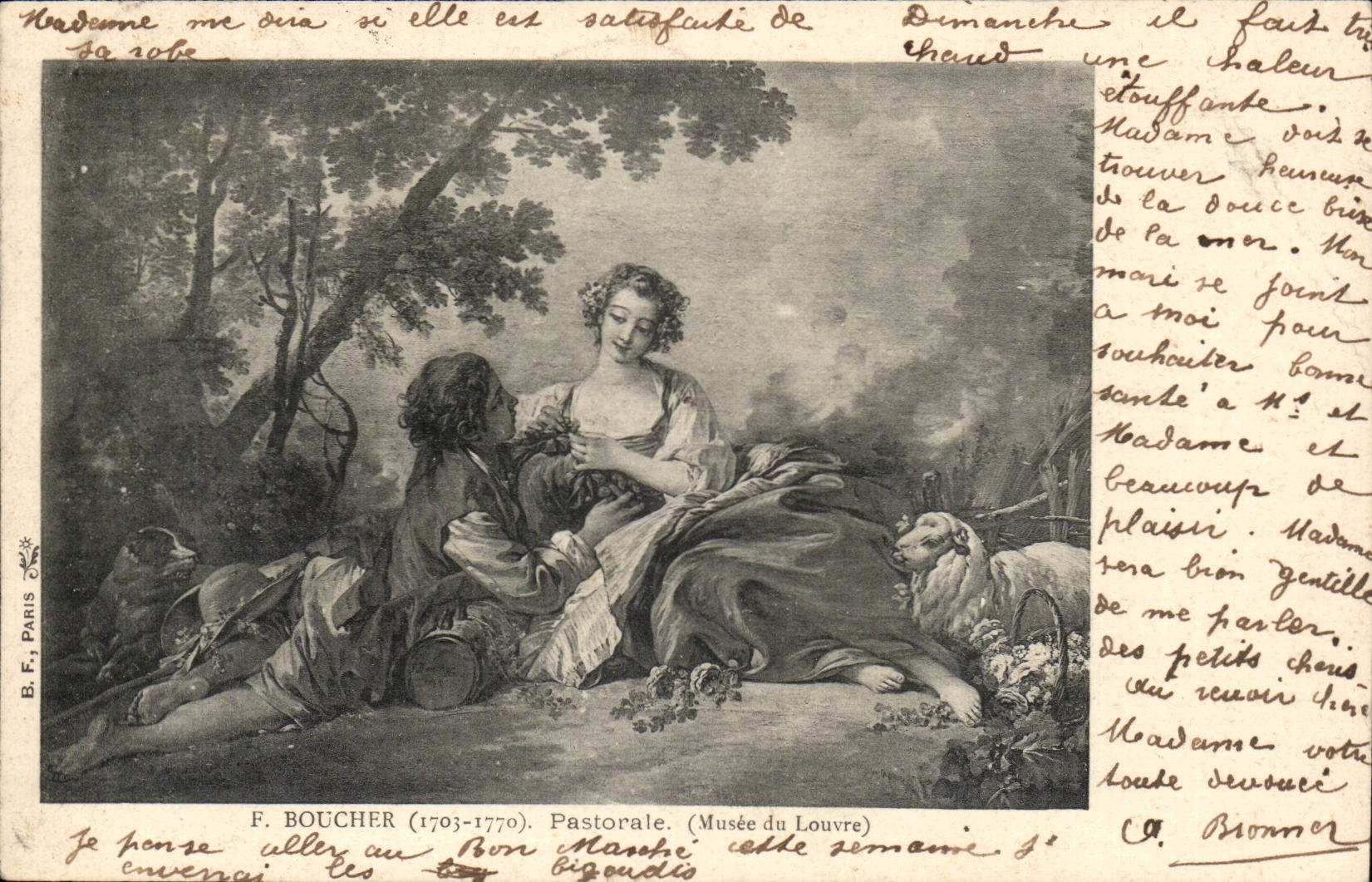 CPA F Boucher Pastroale Musee du Louvre Mouton Peinture Painting