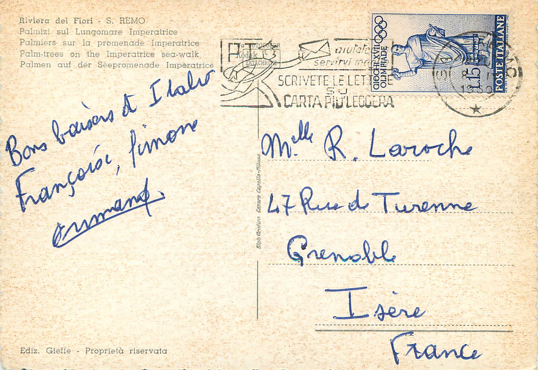 CPM San Remo Riviera dei Fiori — Rückseite