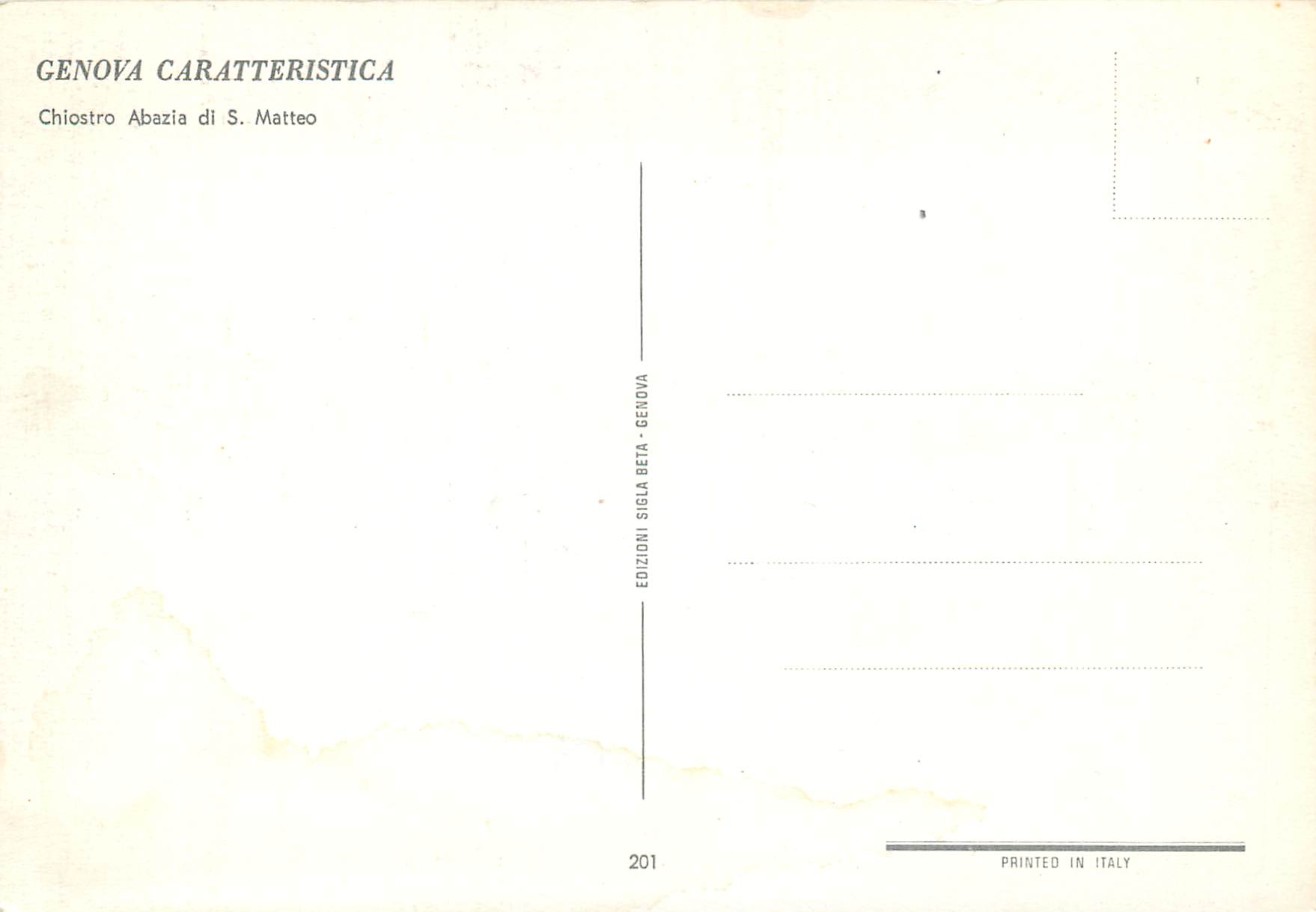 CPM Genova caratteristica chiostro abazia di s metteo — Rückseite