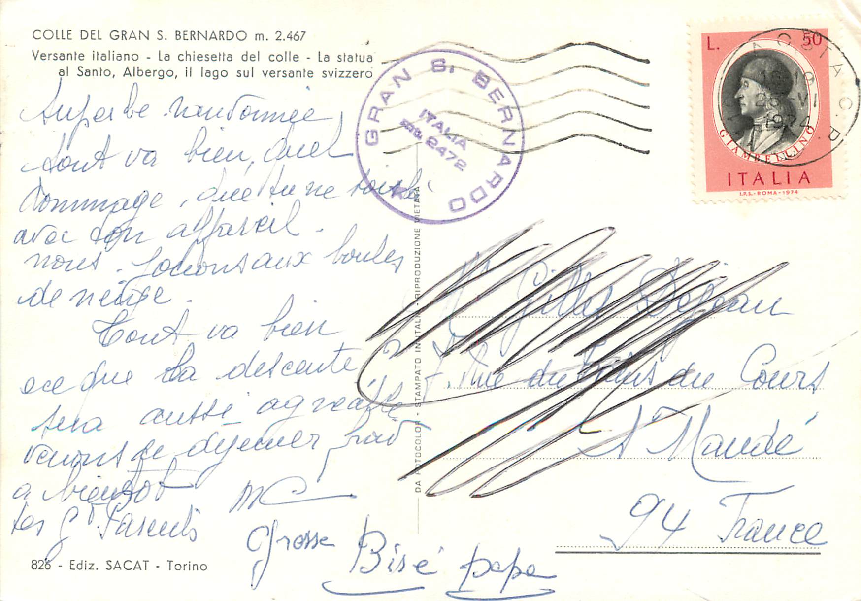 CPM Souvenir du grand st bernard — Rückseite