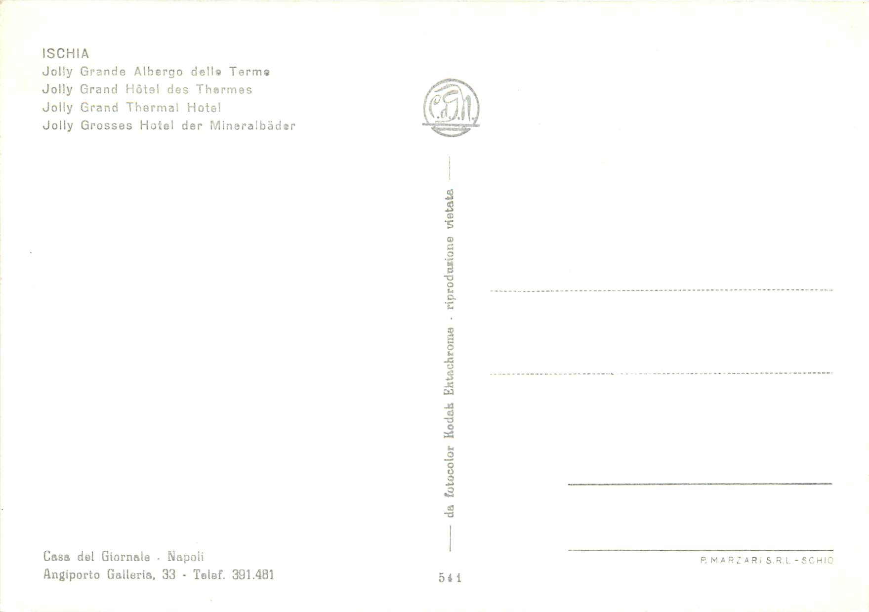 CPM Ischia jolly grand hotel des thermas — Rückseite