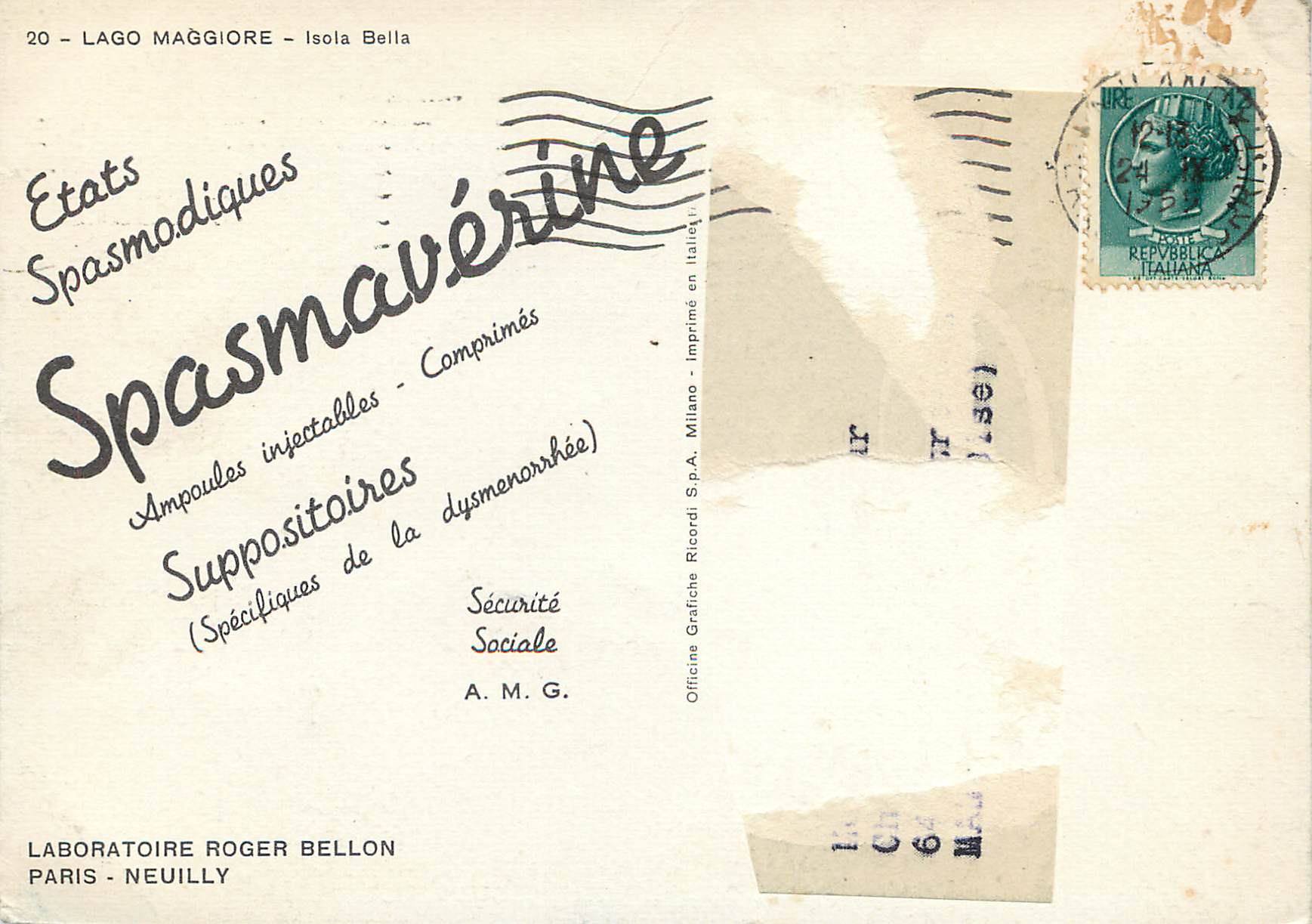 CPM Lac majeur isola bella — Rückseite