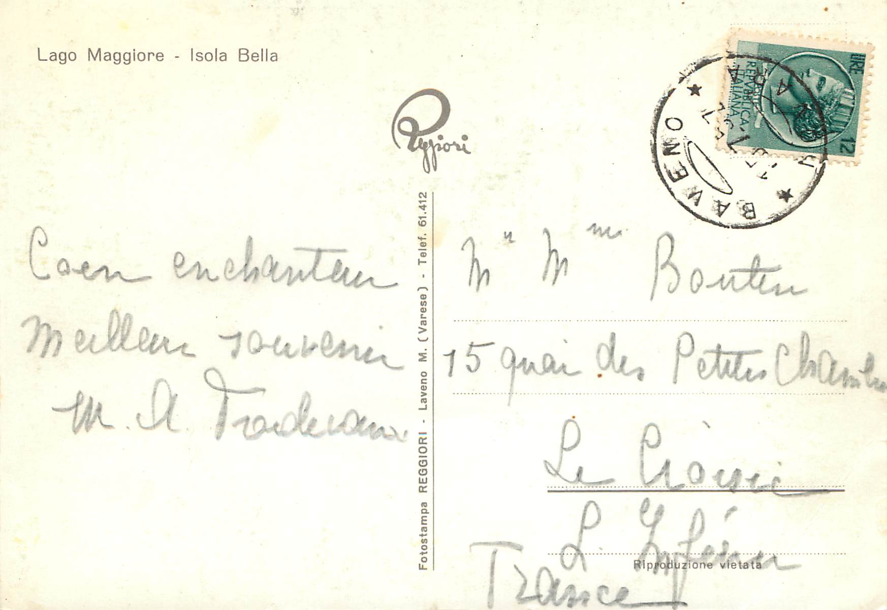 CPM Lac majeur isola bella — Rückseite