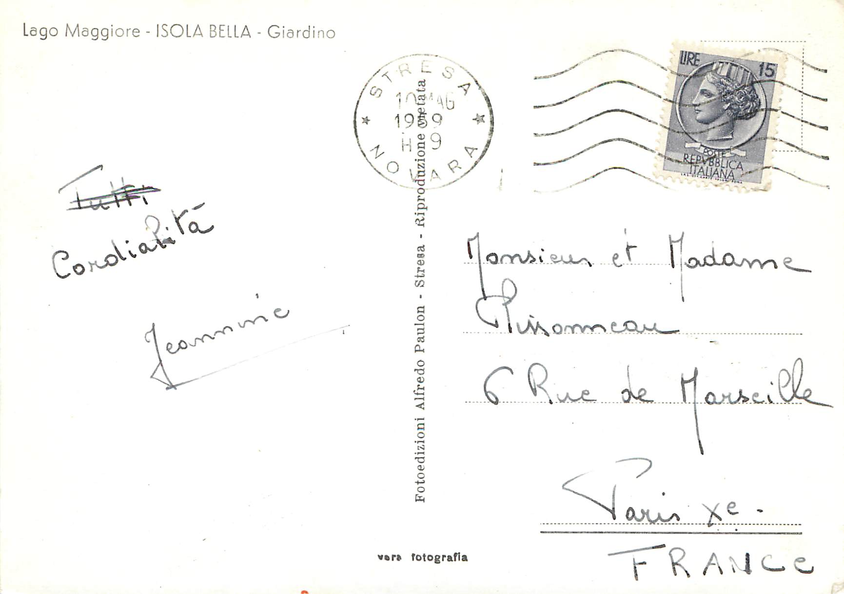 CPM Lac majeur isola bella giardino — Rückseite