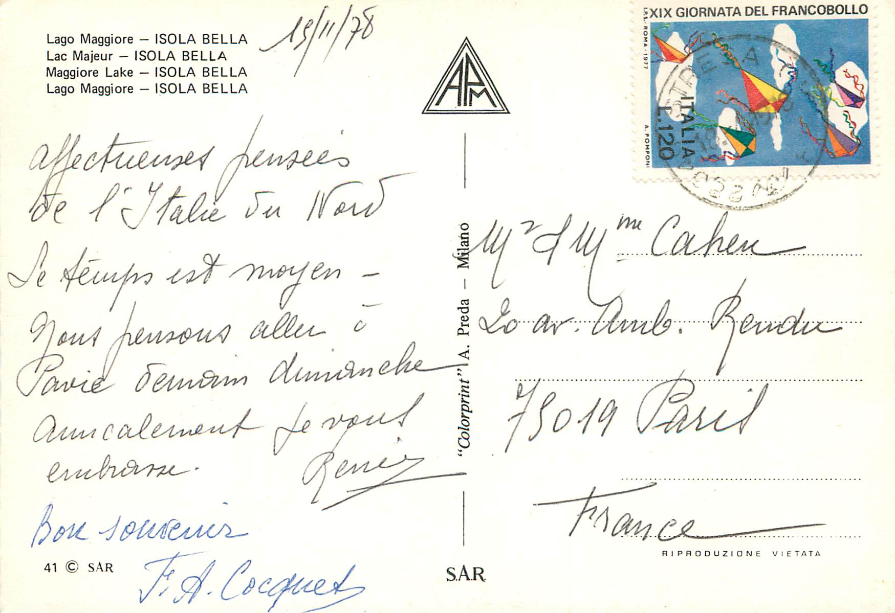 CPM Lac majeur isola bella — Rückseite