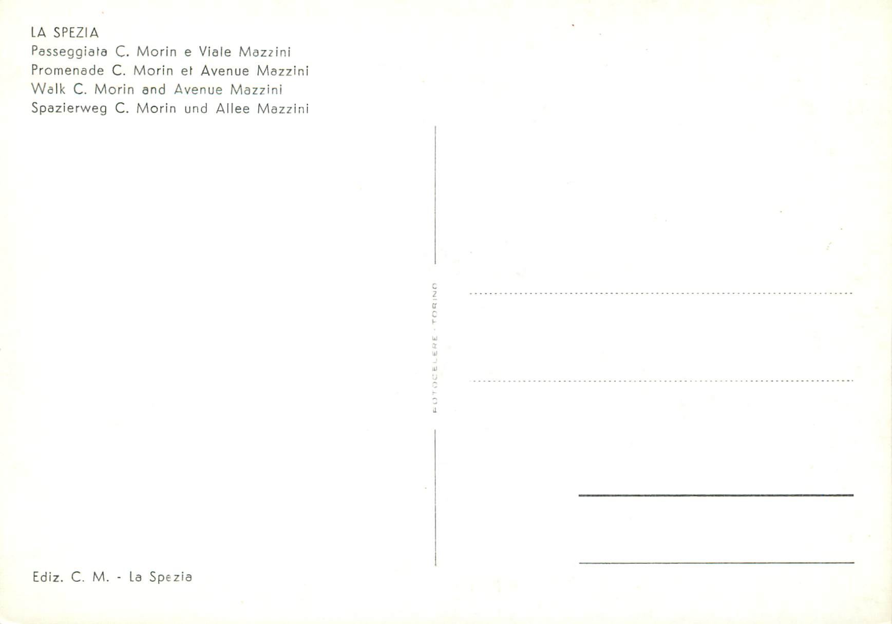 CPM La spezia promenade c morin et avenue mezzini — Rückseite