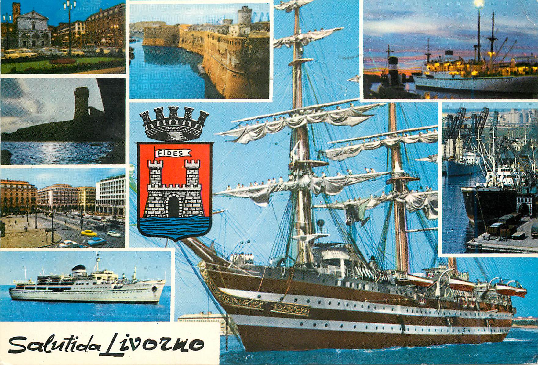 CPM Livorno vaisseau ecole vespucci vues caracteristique