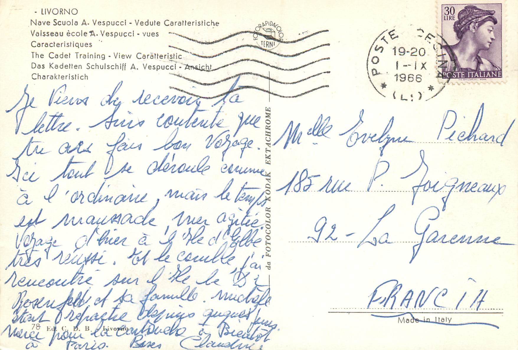 CPM Livorno vaisseau ecole vespucci vues caracteristique — Rückseite