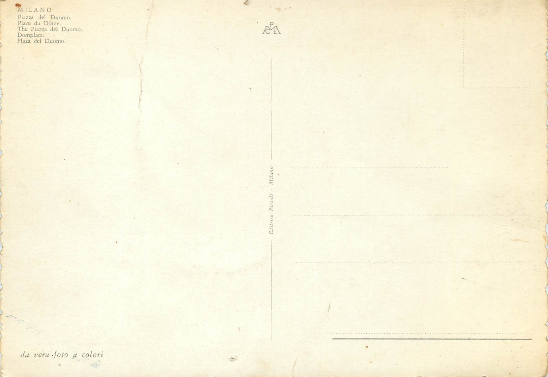 CPM Milano Place du Dome — Rückseite