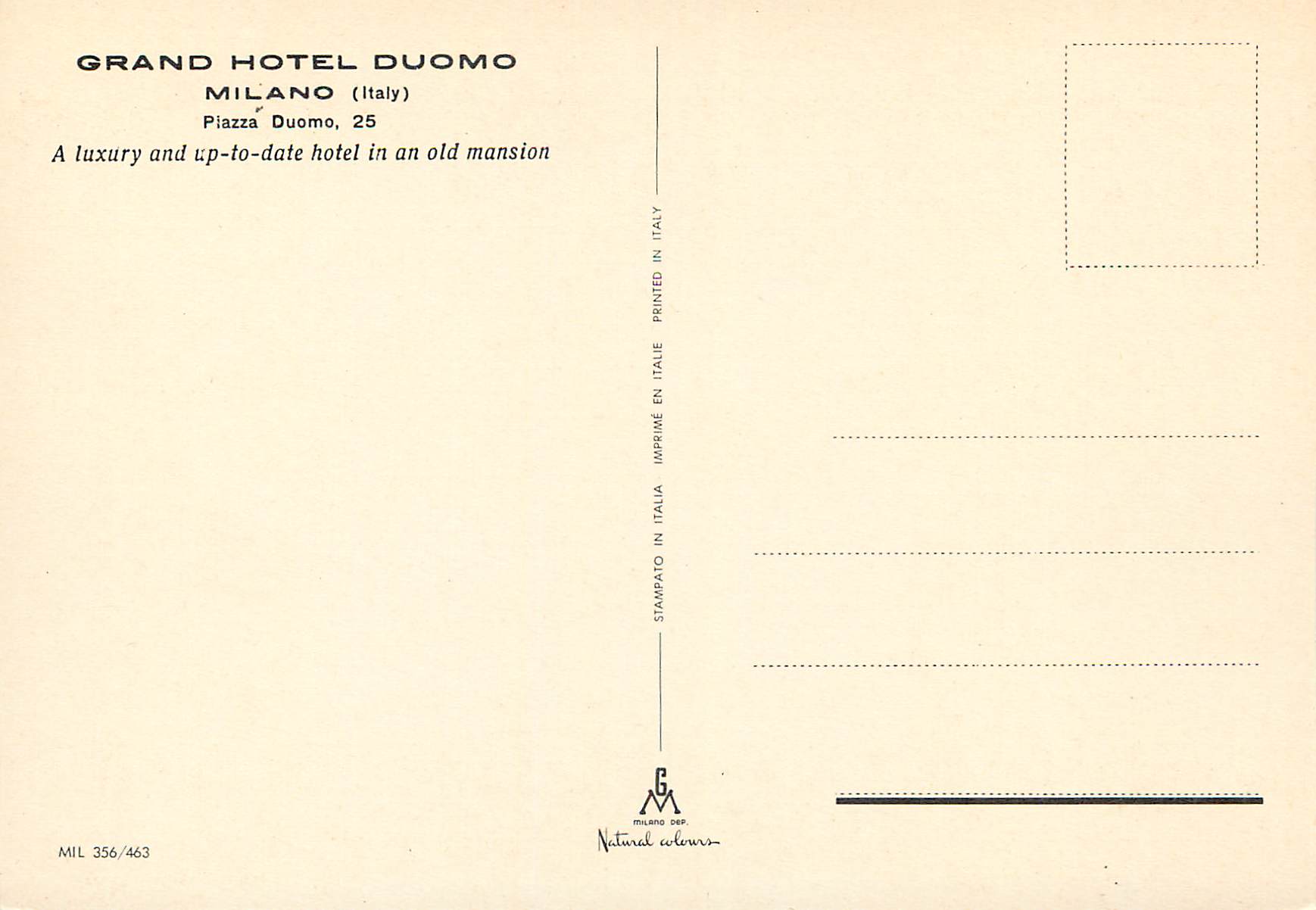 CPM Milano Grand hotel Duomo — Rückseite