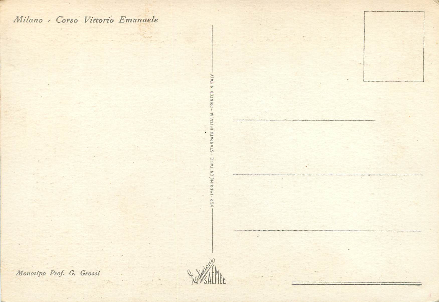 CPM Milano Carso Vittorio Emanuele — Verso