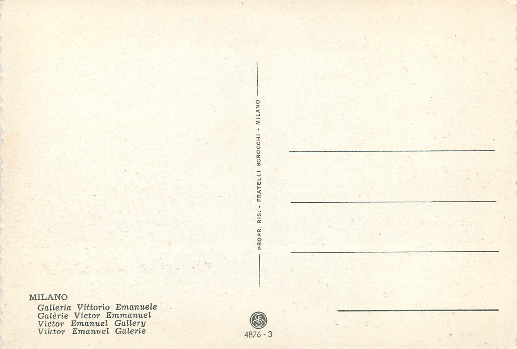 CPM Milano Galerie Victor Emmanuel — Verso