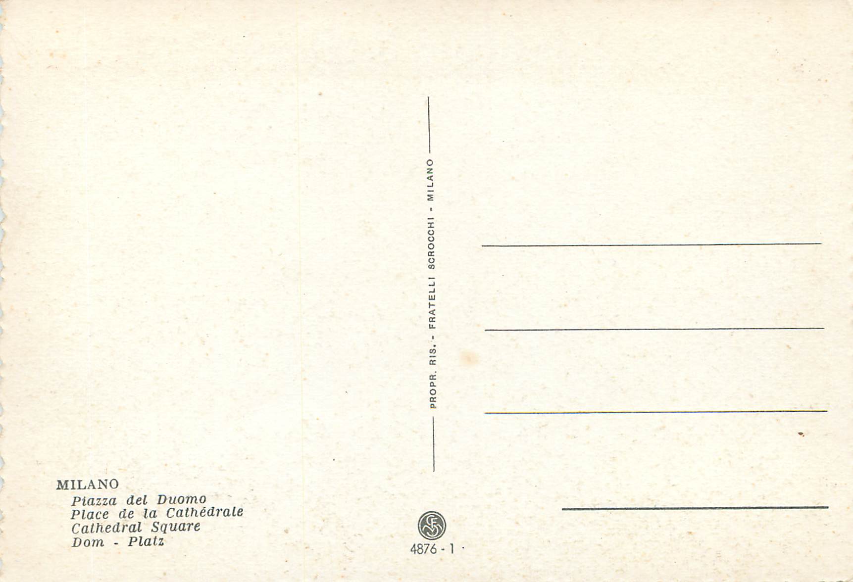 CPM Milano Place de la Cathedrale — Rückseite