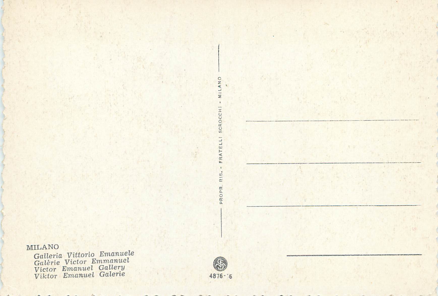 CPM Milano Galerie Victor Emmanuel — Verso
