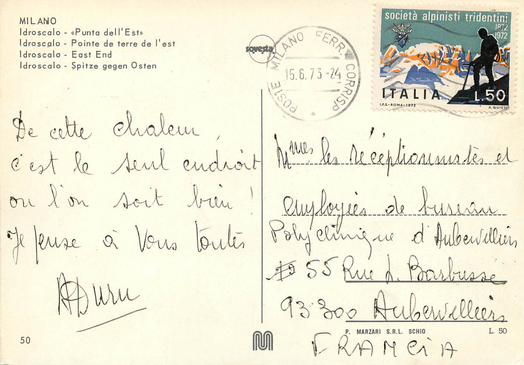CPM Milano Idroscalo Pointe de terre de l'est — Rückseite