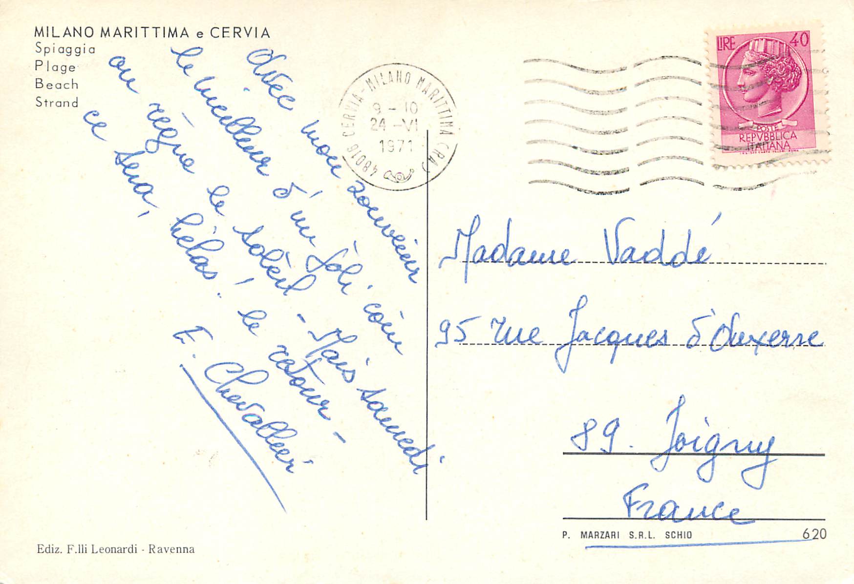 CPM Milano Marittima Cervia Plage — Verso