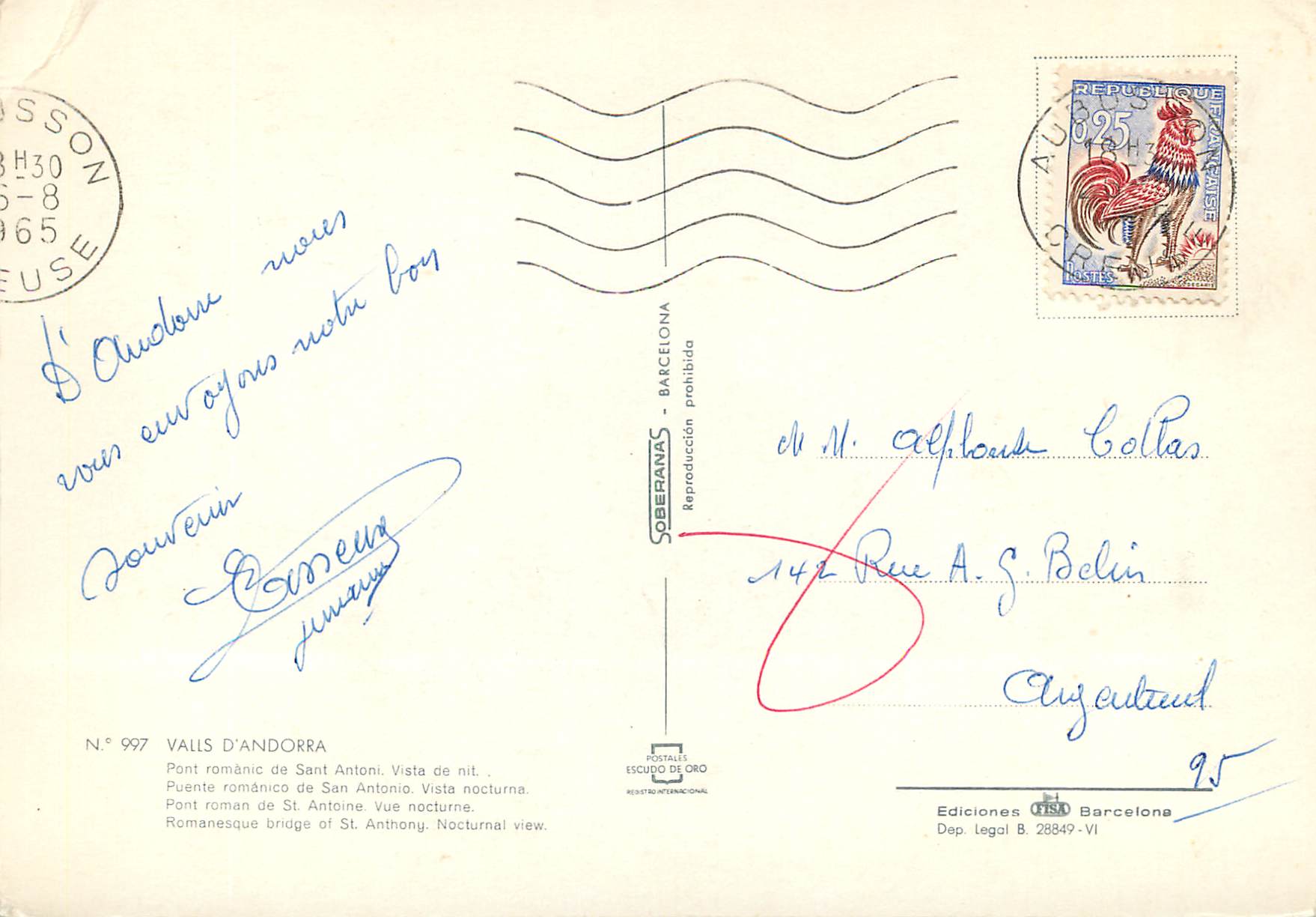 Pont romànic de Sant Antoni — Vue nocturne — Ediciones Escudo de Oro, N° 997 — Reverso