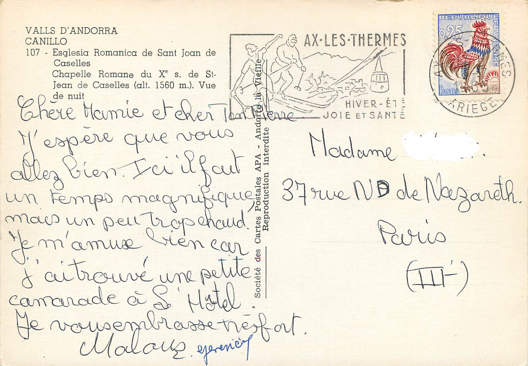 CPM Andorra Valls d'Andorra Canillo Chapelle Romane du Xe s — Rückseite