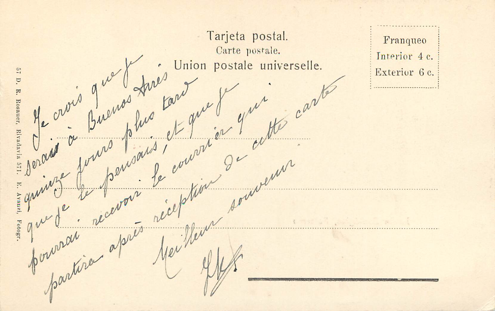 CPA Argentina Buenos-Aires Recuerdo de Buenos-Aires — Back