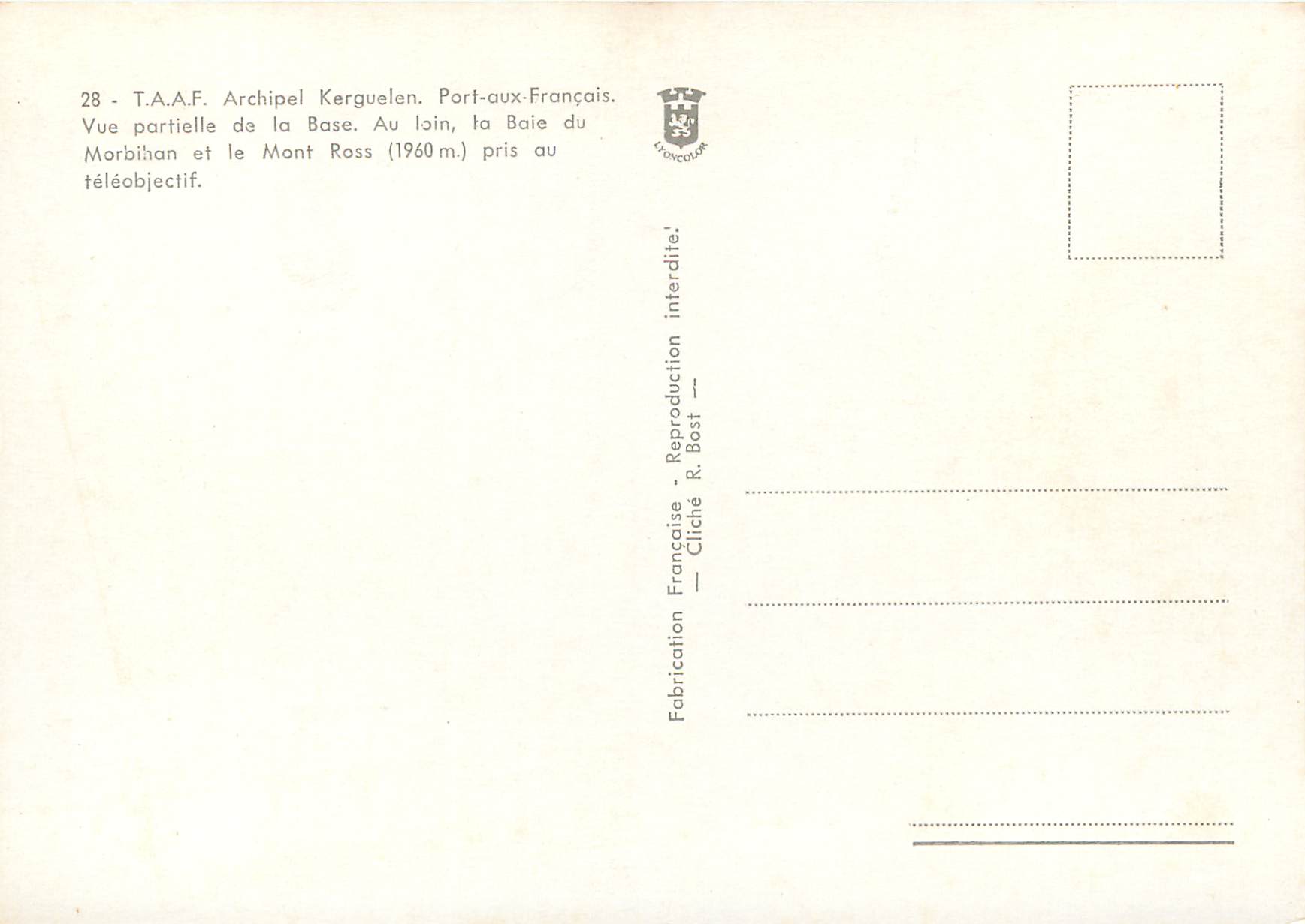 Base de Port-au-Français — Archipel Kerguelen — Mont Ross (1960 m) en arrière-plan — Rückseite
