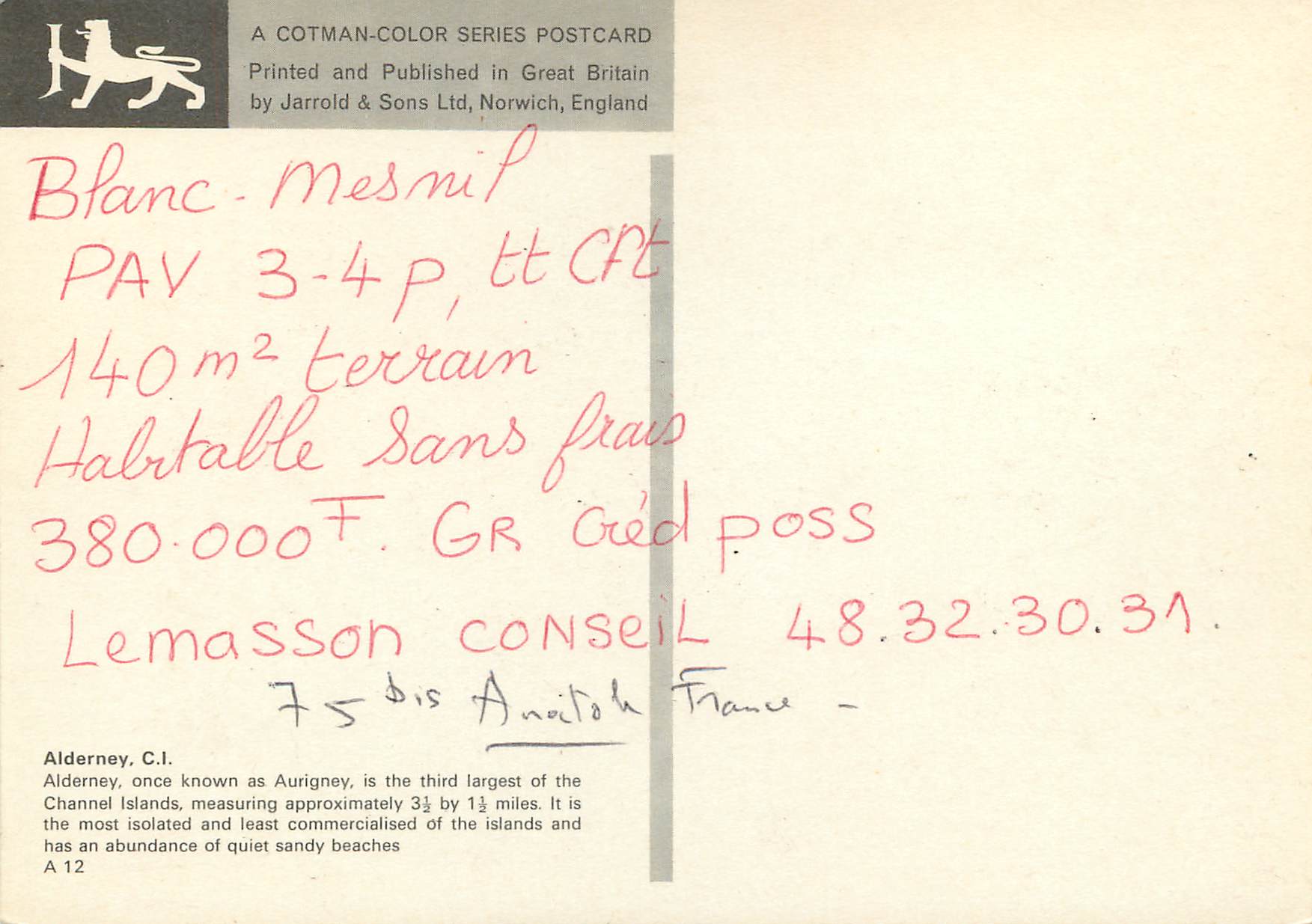 CPM Alderney — Back