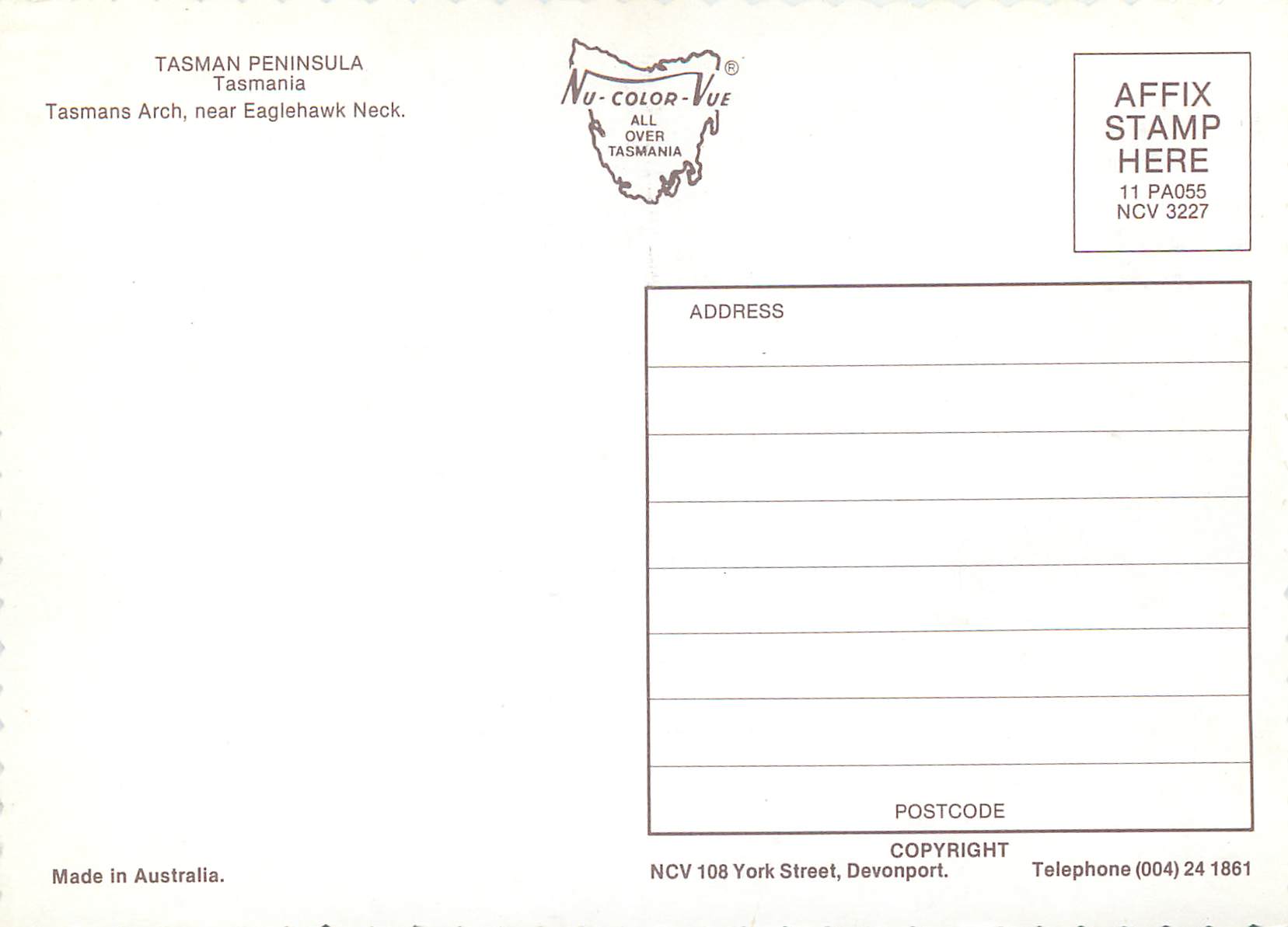 CPM Australia Tasmania — Rückseite