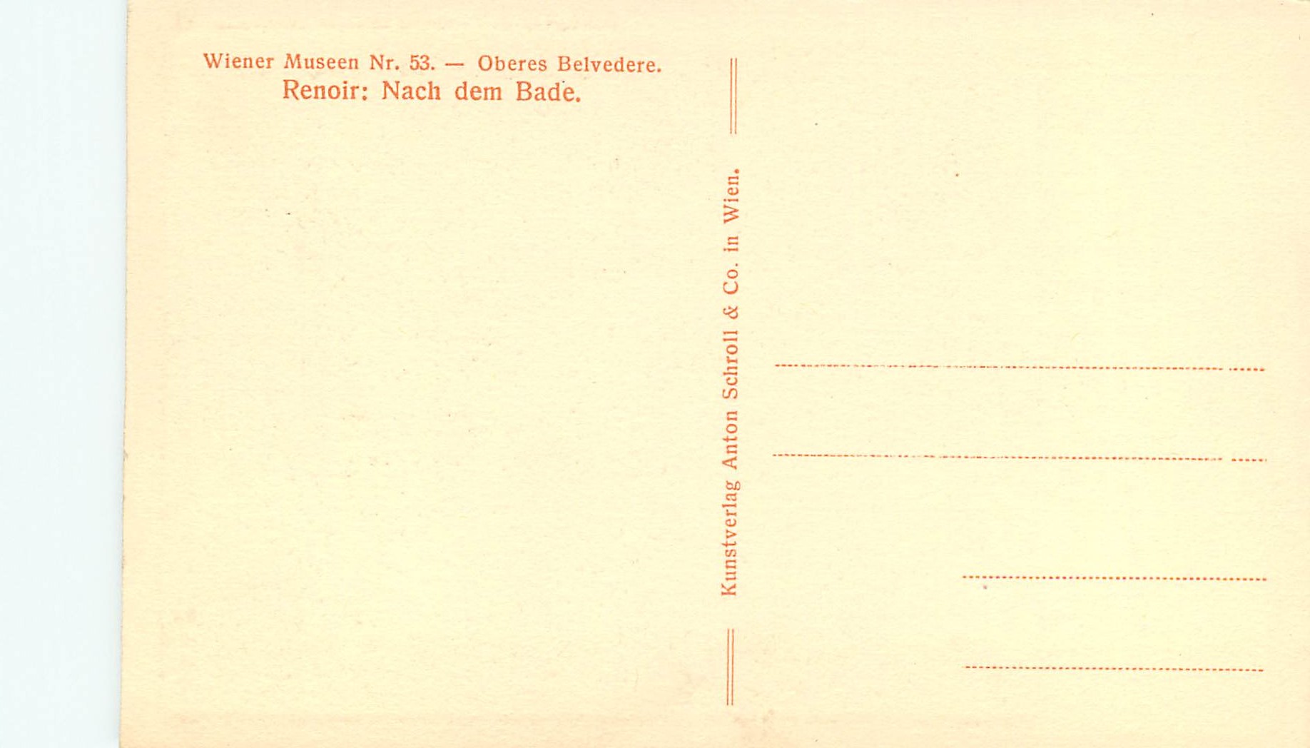 CPA Weiner Museen — Verso
