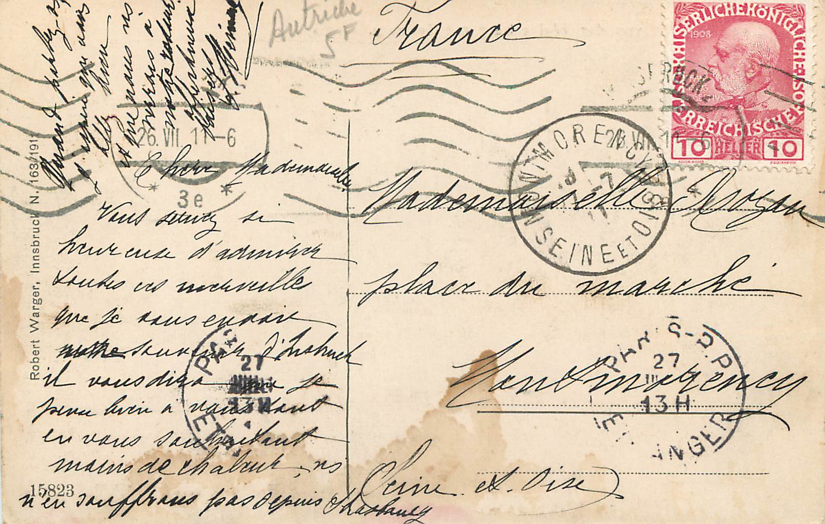 CPA Innsbruck von der Weiherburg mit Serles Nockspitze — Back