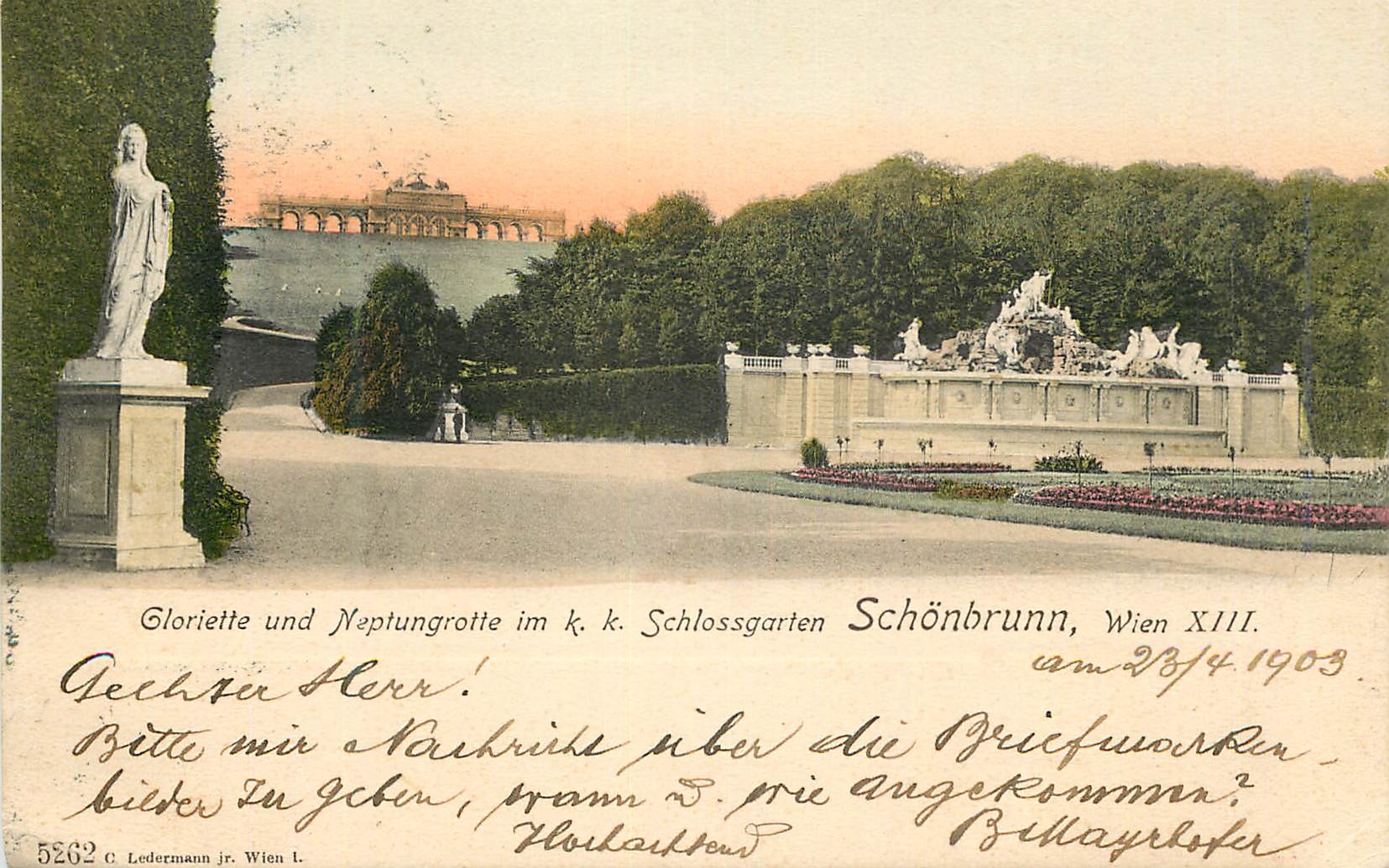 CPA Wien Gloriette und Neptungrotte im k k Schlossgarten