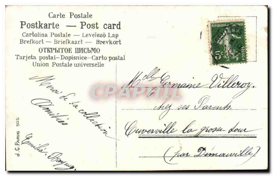 Fantaisie CPA Colombes je t'aime Le baiser brulant c'est la belle flamme — Rückseite