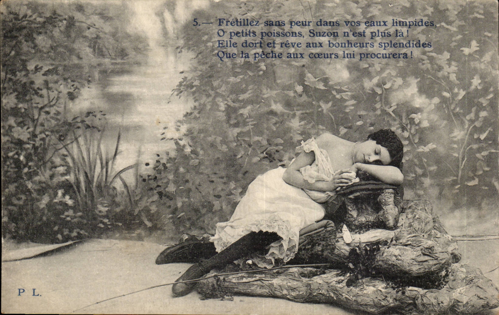 Femme endormie au bord d'un étang — P.L. — série 5