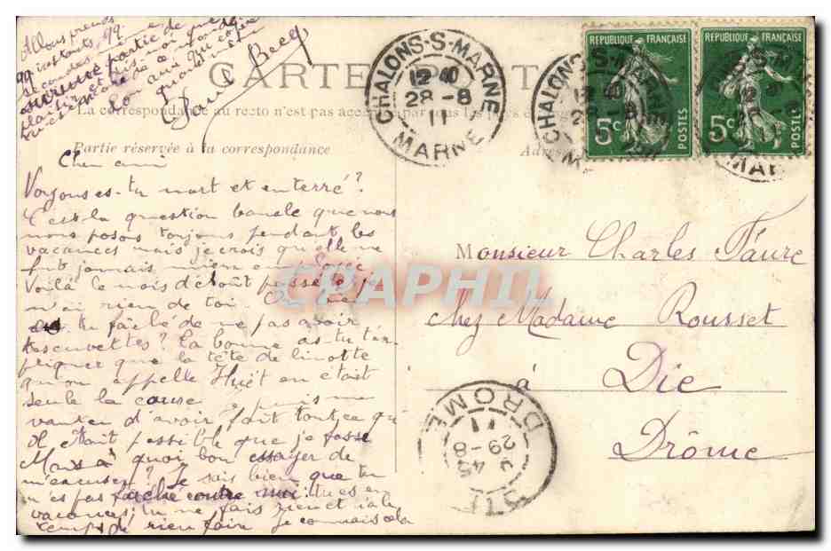 Chalons sur Marne CPA Eglise Saint Jean (ecoliers) — Verso