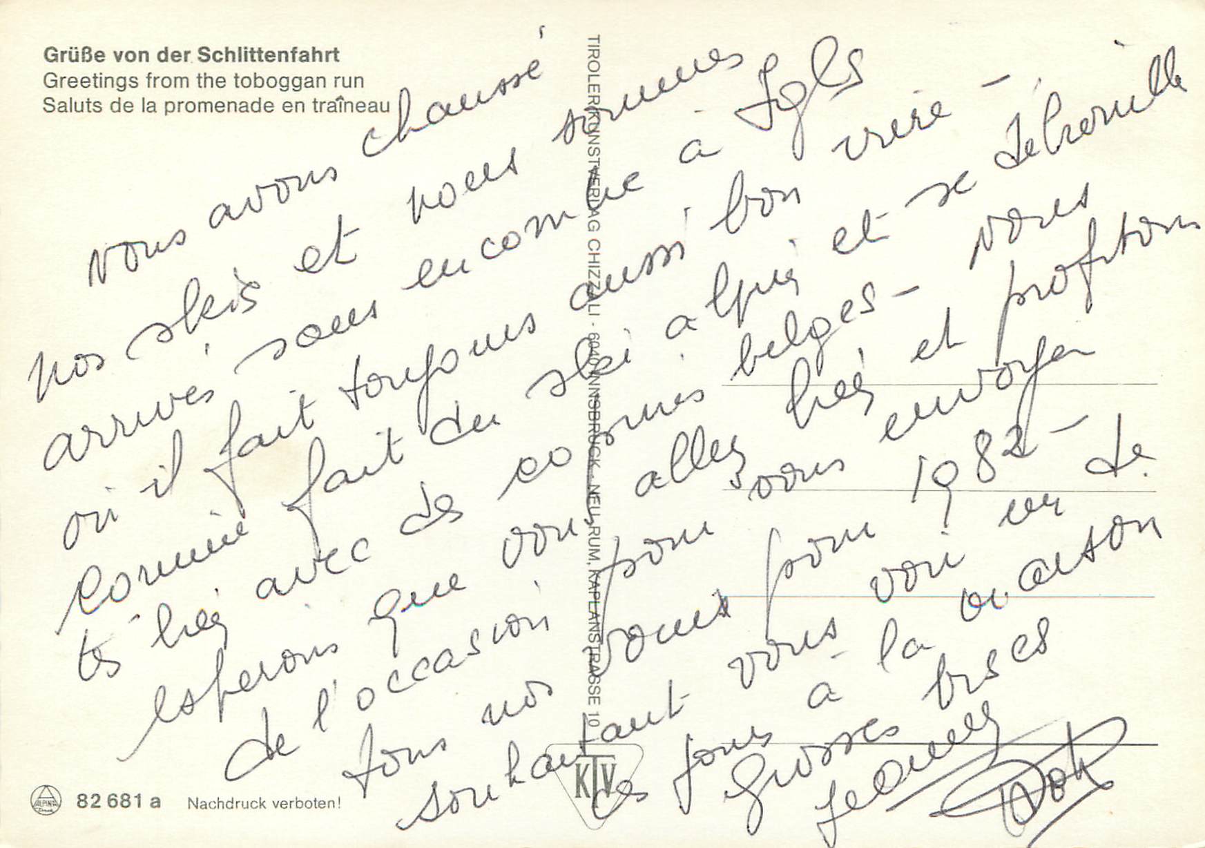 CPM Saluts de la promenade en traineau — Rückseite