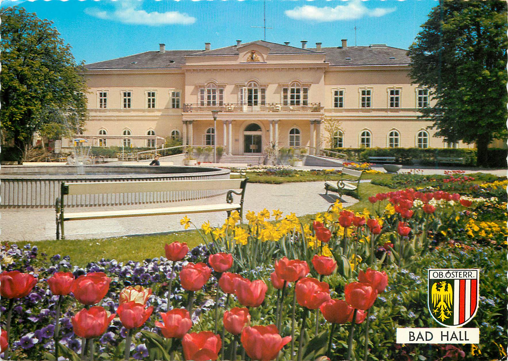 CPM Kurhaus bad hall oberostrerreich der welkurort grubt seina gaste mit blumen