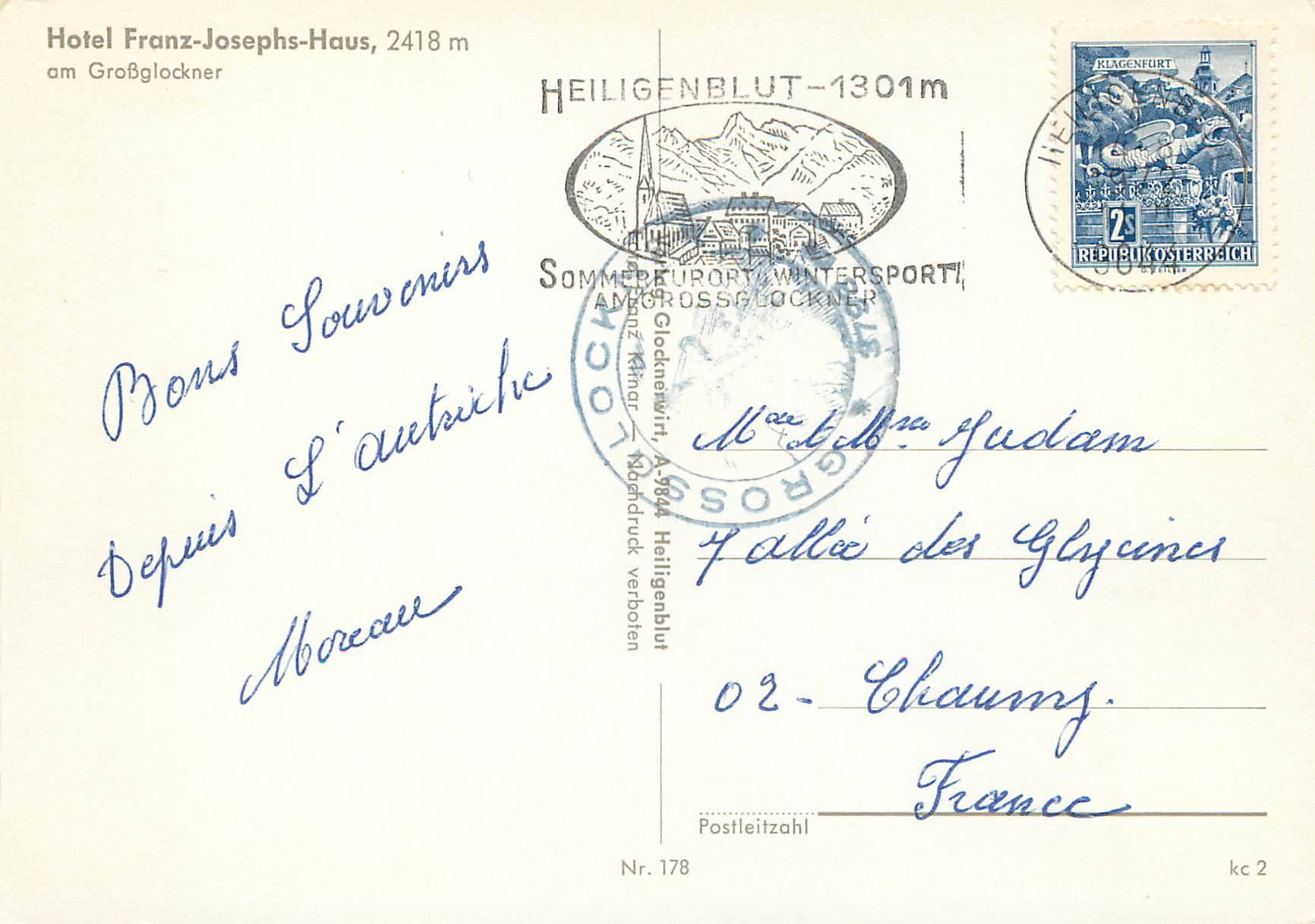 CPM HOtel franz josephs haus 2418 m am grobglockner — Rückseite