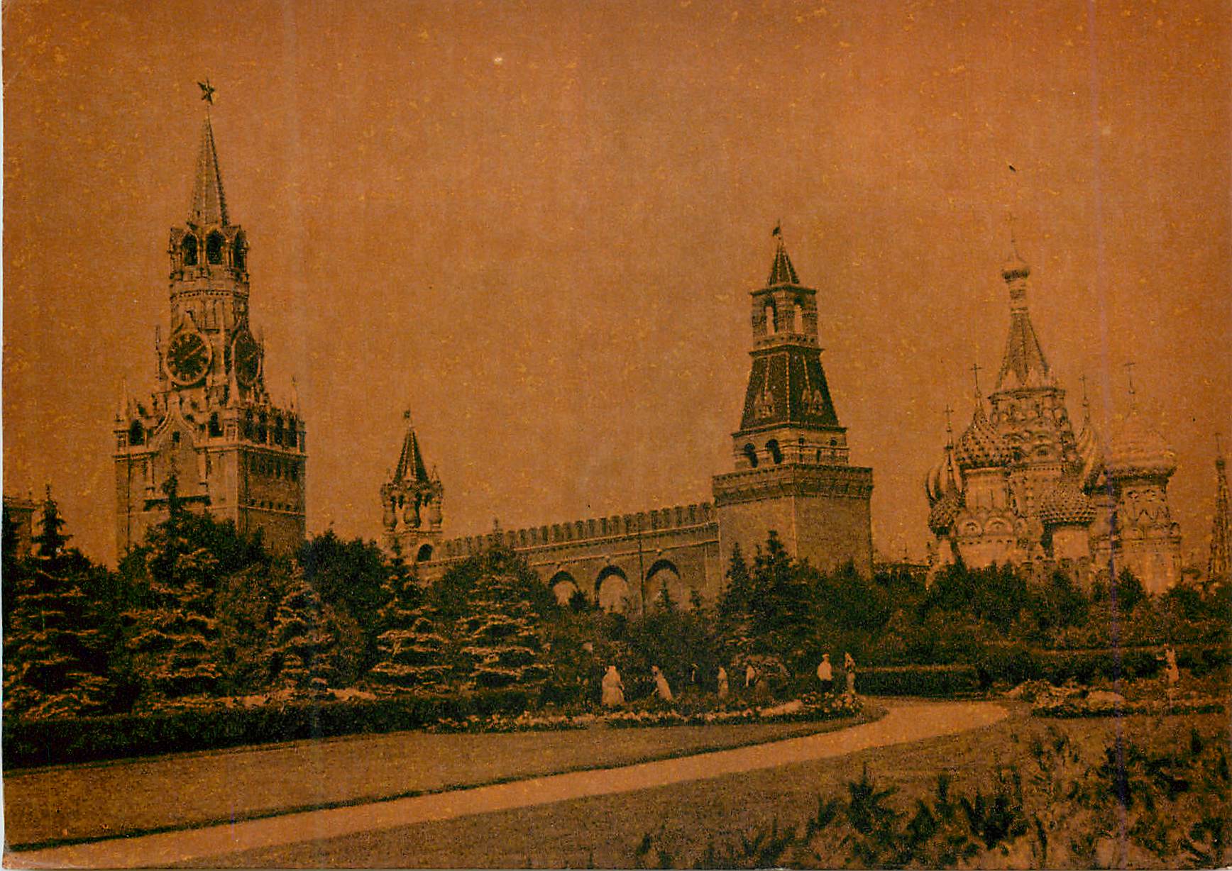CPM Moscow The Kremlin A corner in the Kremlin Garden (Left to right) Spsskaya Tower Tsar place