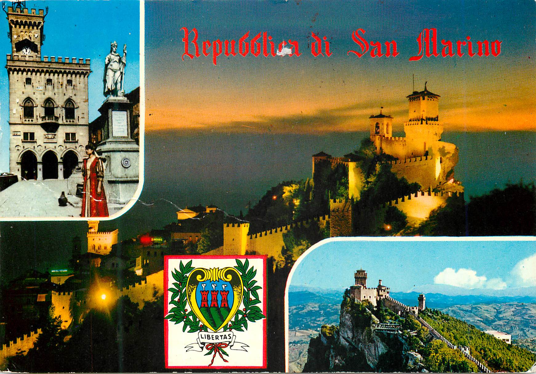 San Marino — Panoramablick und Sehenswürdigkeiten — Verlag Fotodizioni Riviera, n° 1100/1