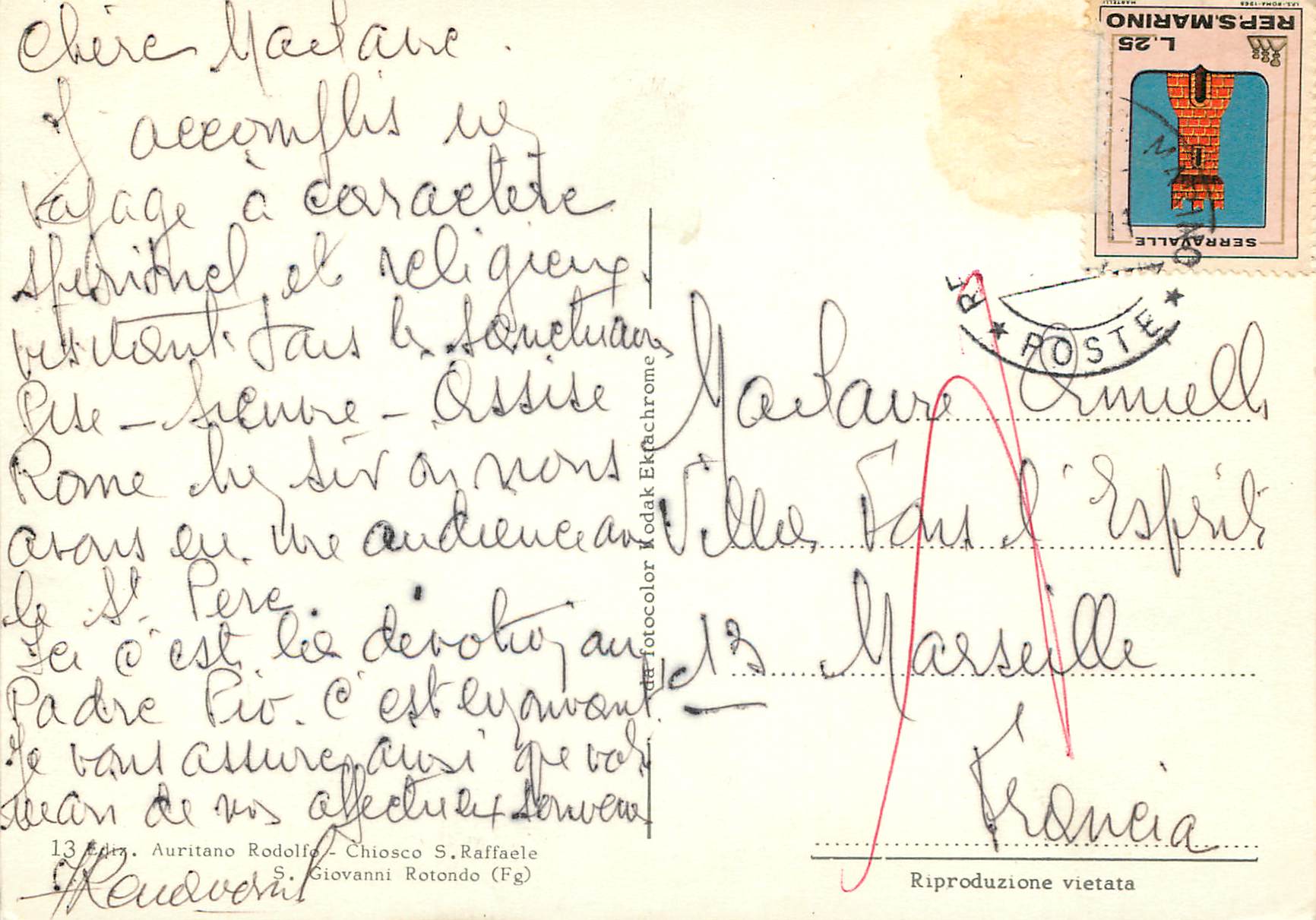 S. Giovanni Rotondo — Vue panoramique et détails du sanctuaire — Édition S. Giovanni Rotondo (Fg) — Verso