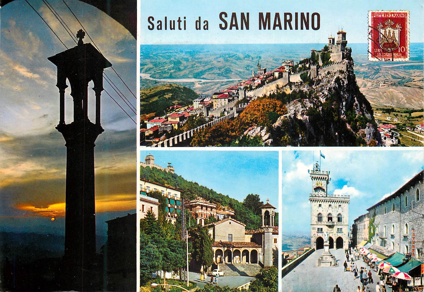San Marino — vue panoramique et monuments — Ed. International Souvenir S.A.