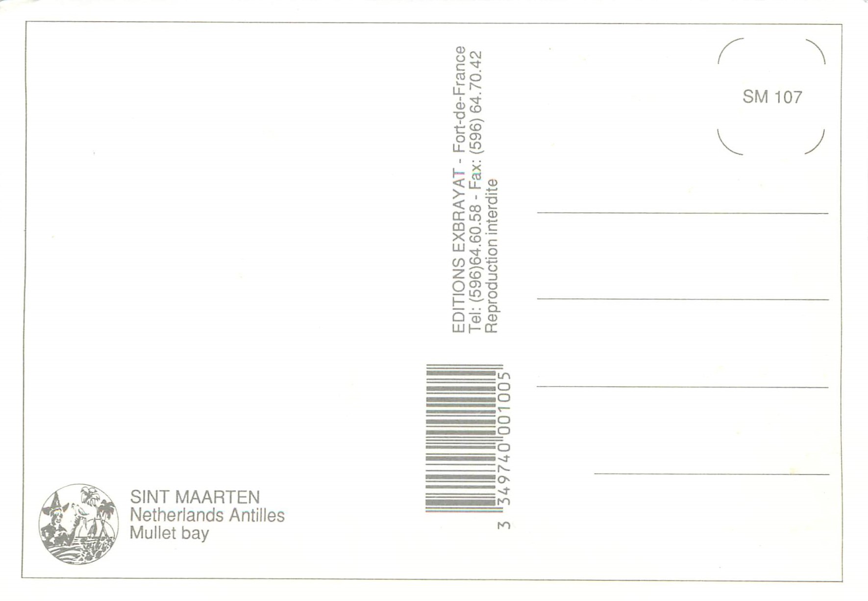 CPM Saint Martin Netherlands Antilles — Verso