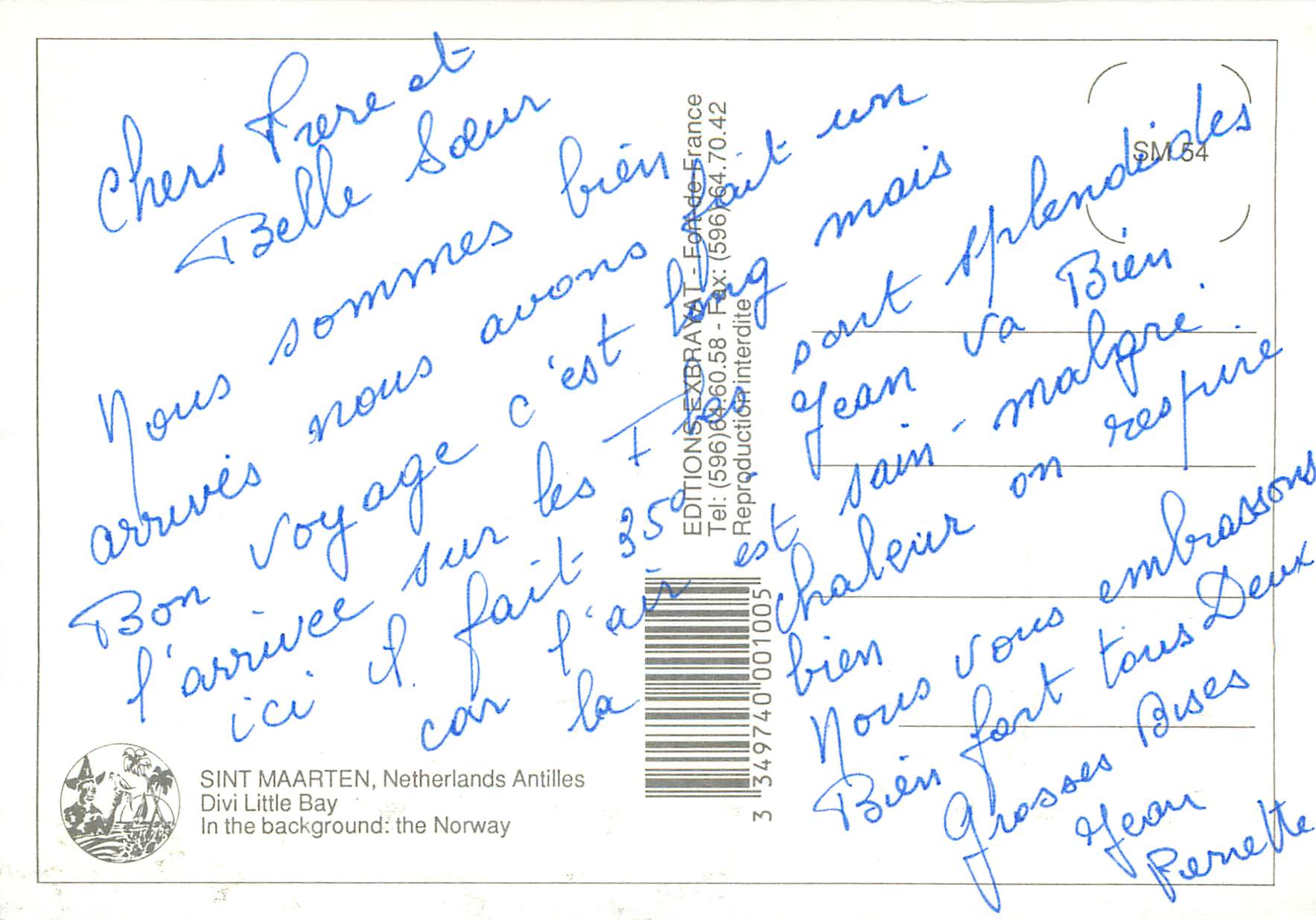 CPM Saint Martin Netherlands Antilles Divi Little bay — Verso