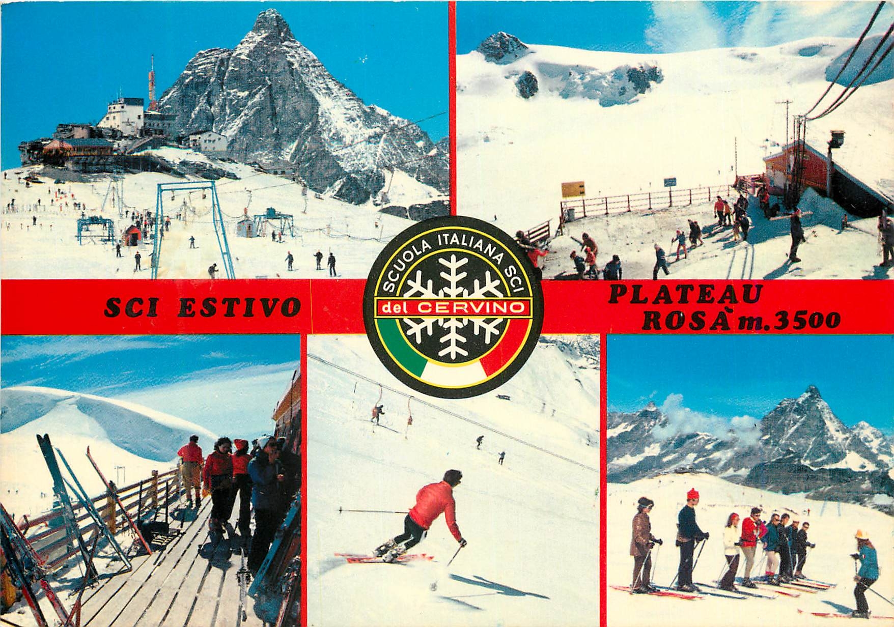 CPM Breuil-Cervinia Vallee d'Aosta Remontees mechaniques pistes solarium ecole de sky dans le magnifique decor du Platea