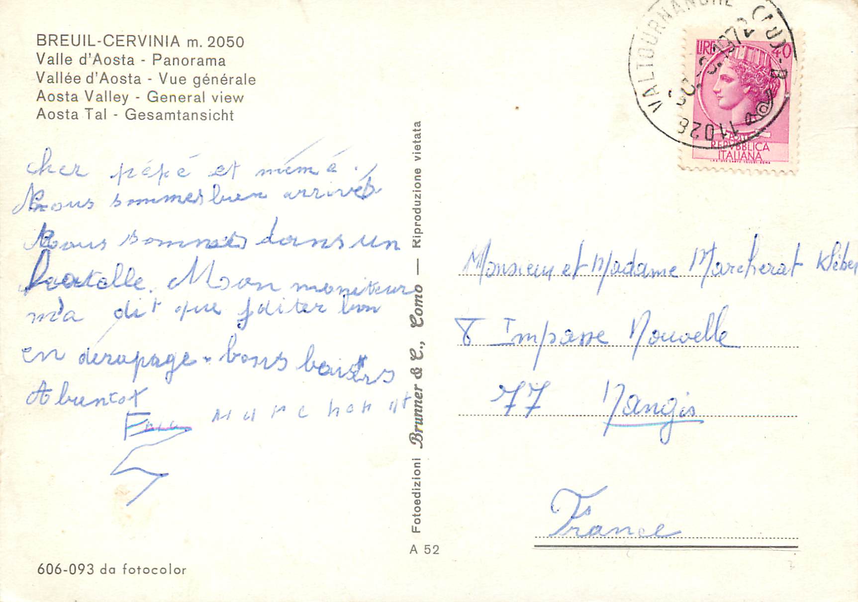 CPM Breuil-Cervinia Vallee d'Aosta Vue generale — Rückseite