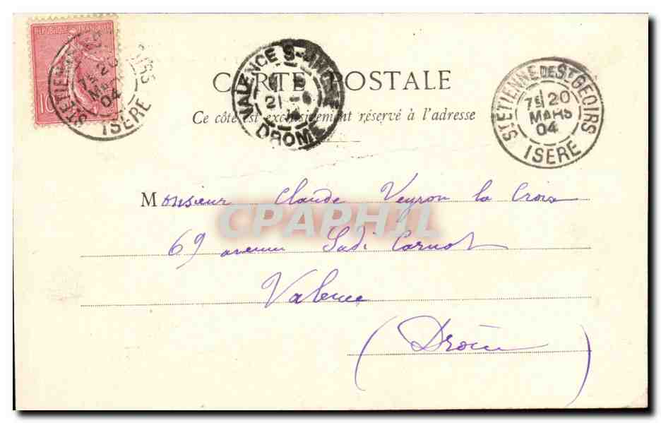 Étienne-de-St-Geoirs (Isère) — Maison forte de Passion, propriété de la famille Berlioz (1740-1850), puis famille Romain — éditeur Jouban — Verso