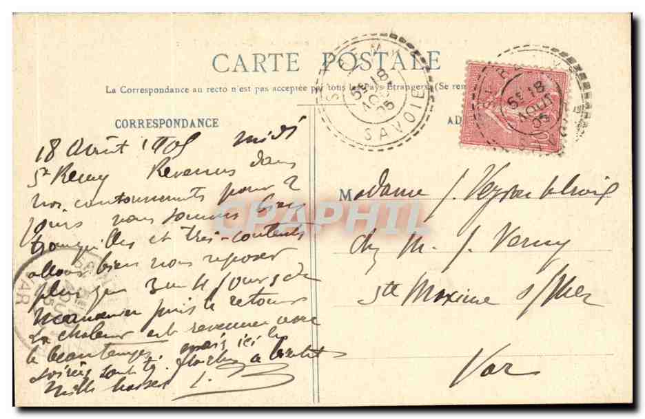 CPA Entre Lanslebourg et Termignon Bords de l'arc Savoie — Rückseite