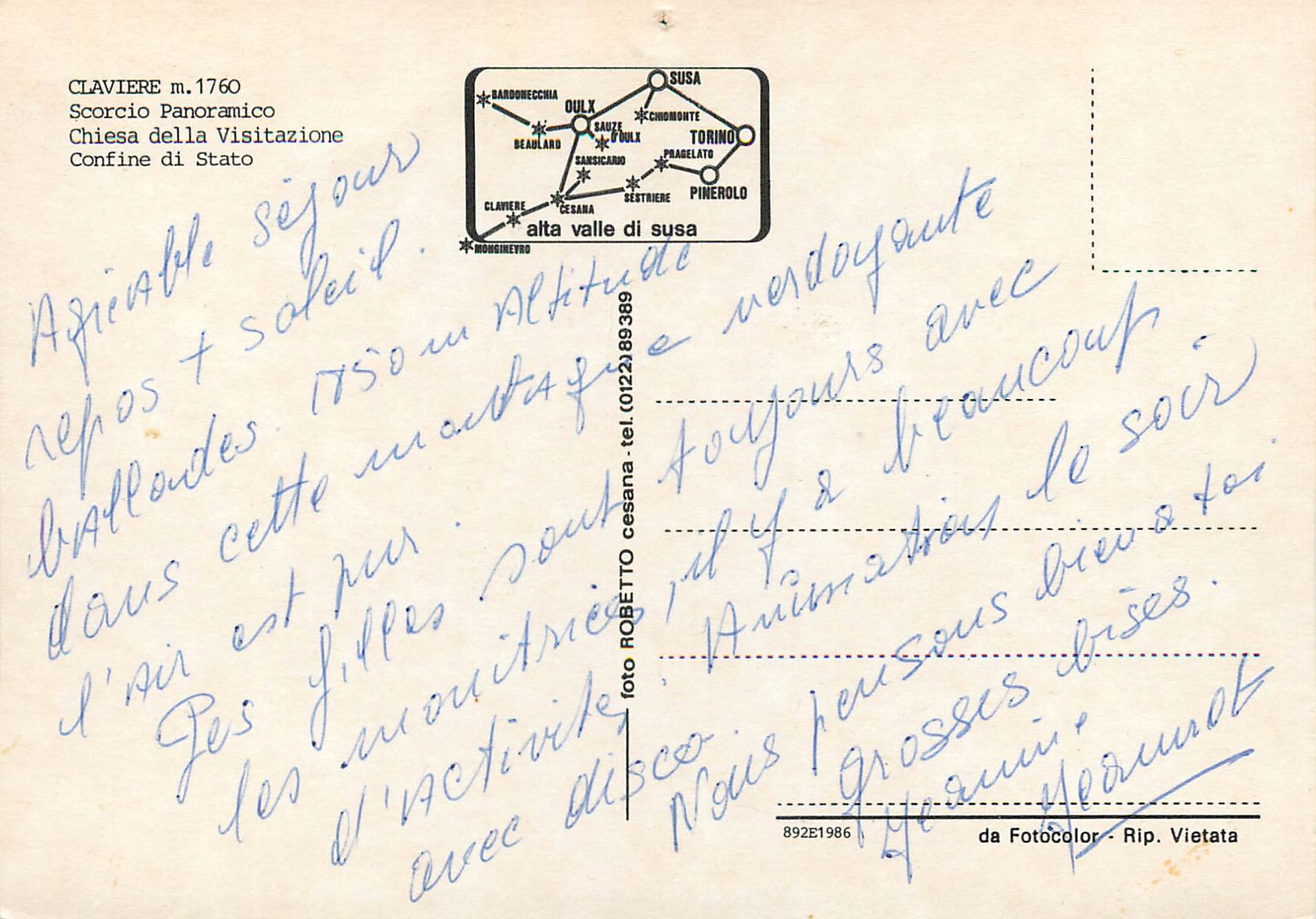 CPM Claviere m 1760 scorcio panoramico chiesa della visitazione — Rückseite